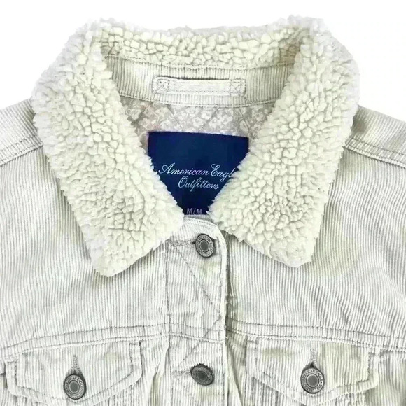 American Eagle  Corduroy Jacket Size M (fits S) Sherpa Collar Cuffs Southwestern - Picture 4 of 16